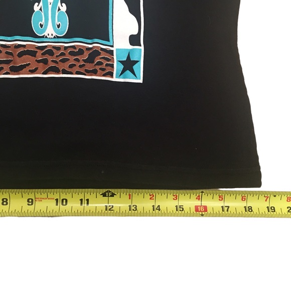 Aztec Cross Graphic Tee Size M Black Womens Hanes Silver for Her Classic top - Picture 6 of 7